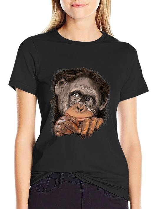 Chimpanzee Graphic Black T-Shirt - Casual Style