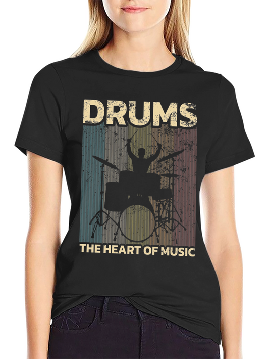 Drums Heart of Music Black T-Shirt
