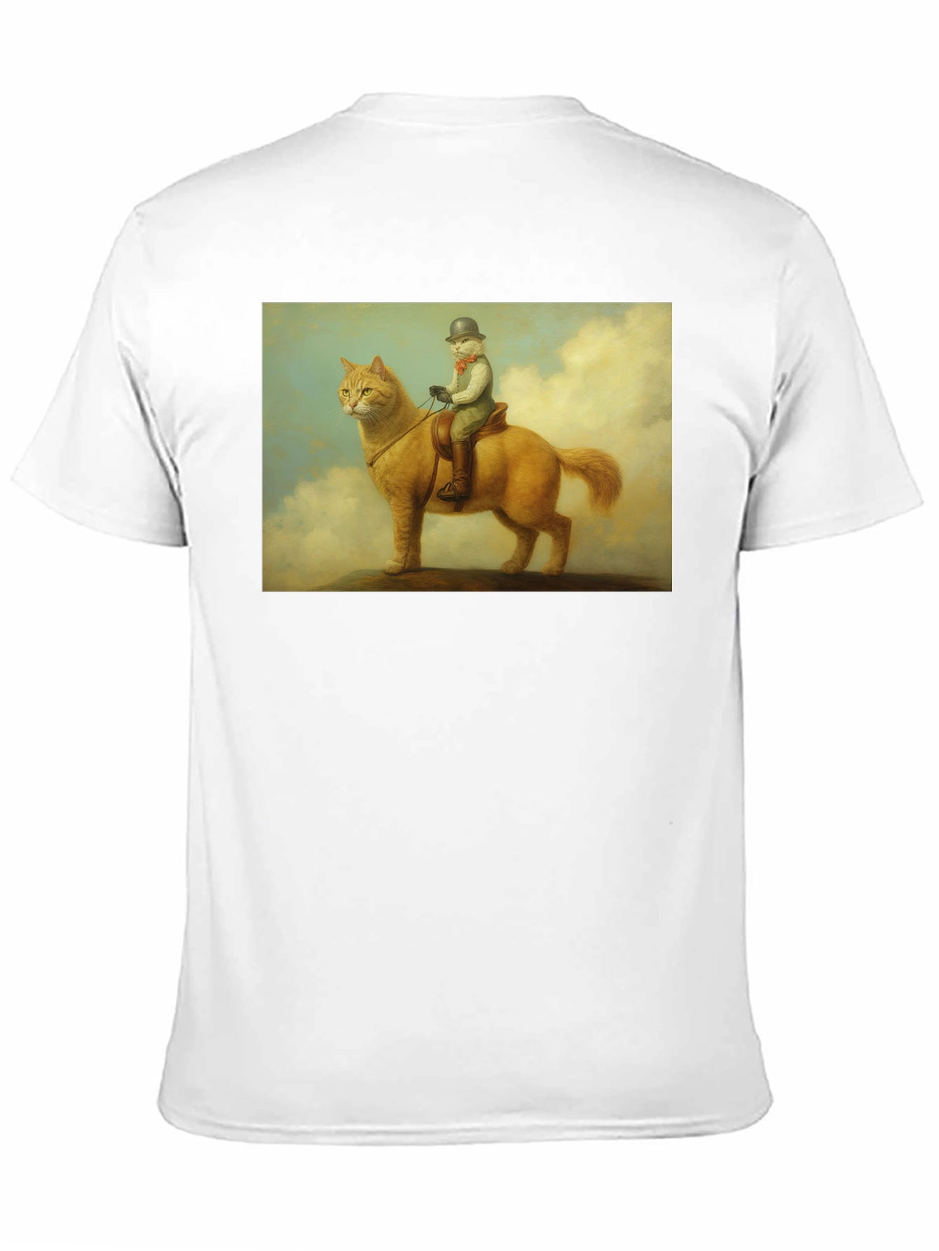 Cat Rider Tee - Whimsical Art Black T-Shirt