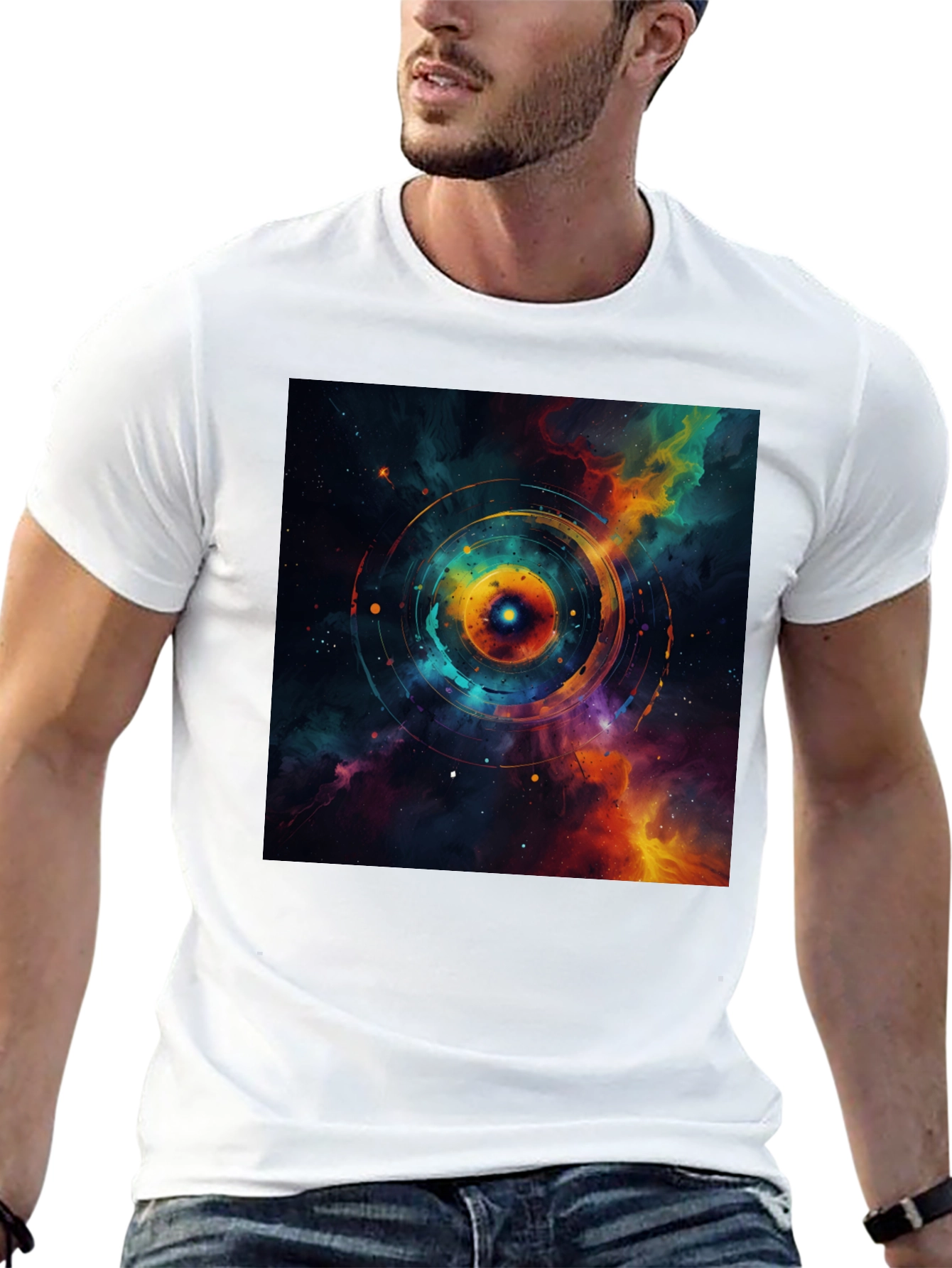Nebula Galaxy Graphic Black T-Shirt
