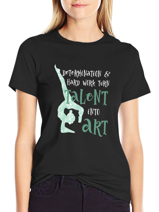 Gymnastics Art Black T-Shirt - Determination & Hard Work