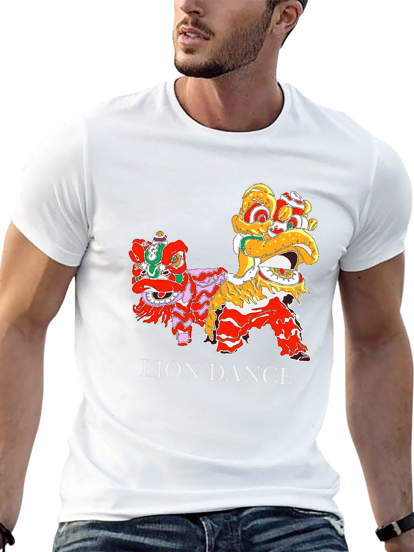 Lion Dance Graphic Tee - Cultural Celebration Shirt