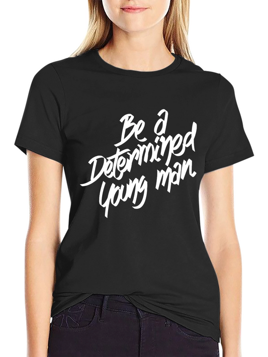 Determined Young Man Graphic Tee - Black