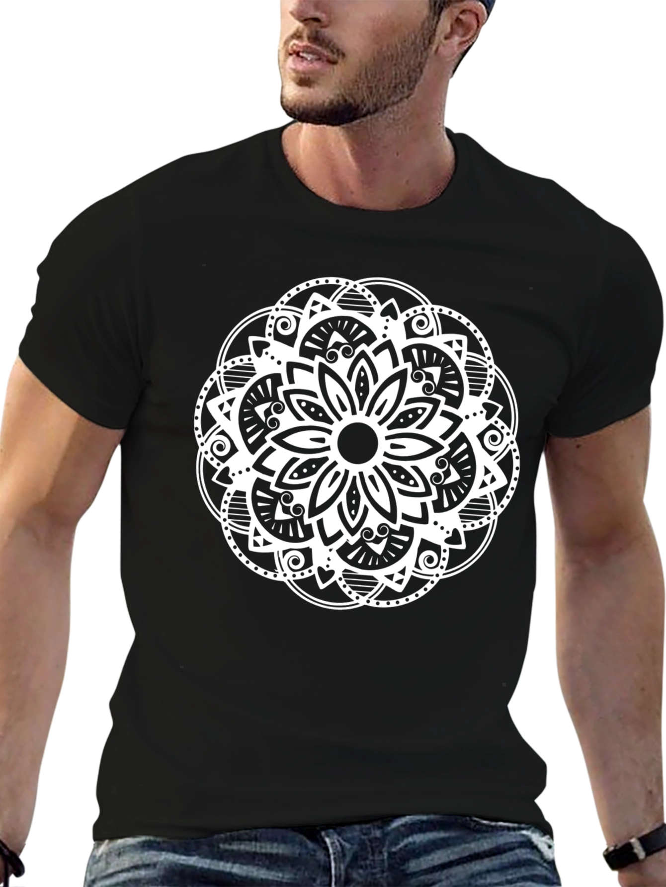 Mandala Graphic Tee - Black Cotton Blend