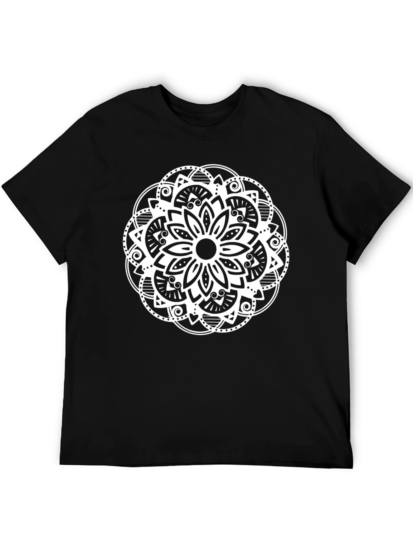 Mandala Graphic Tee - Black Cotton Blend
