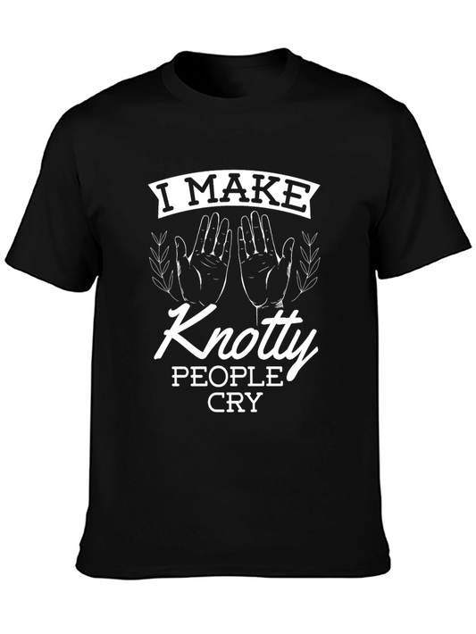 Knotty People Cry Graphic Tee - Black Cotton Shirt