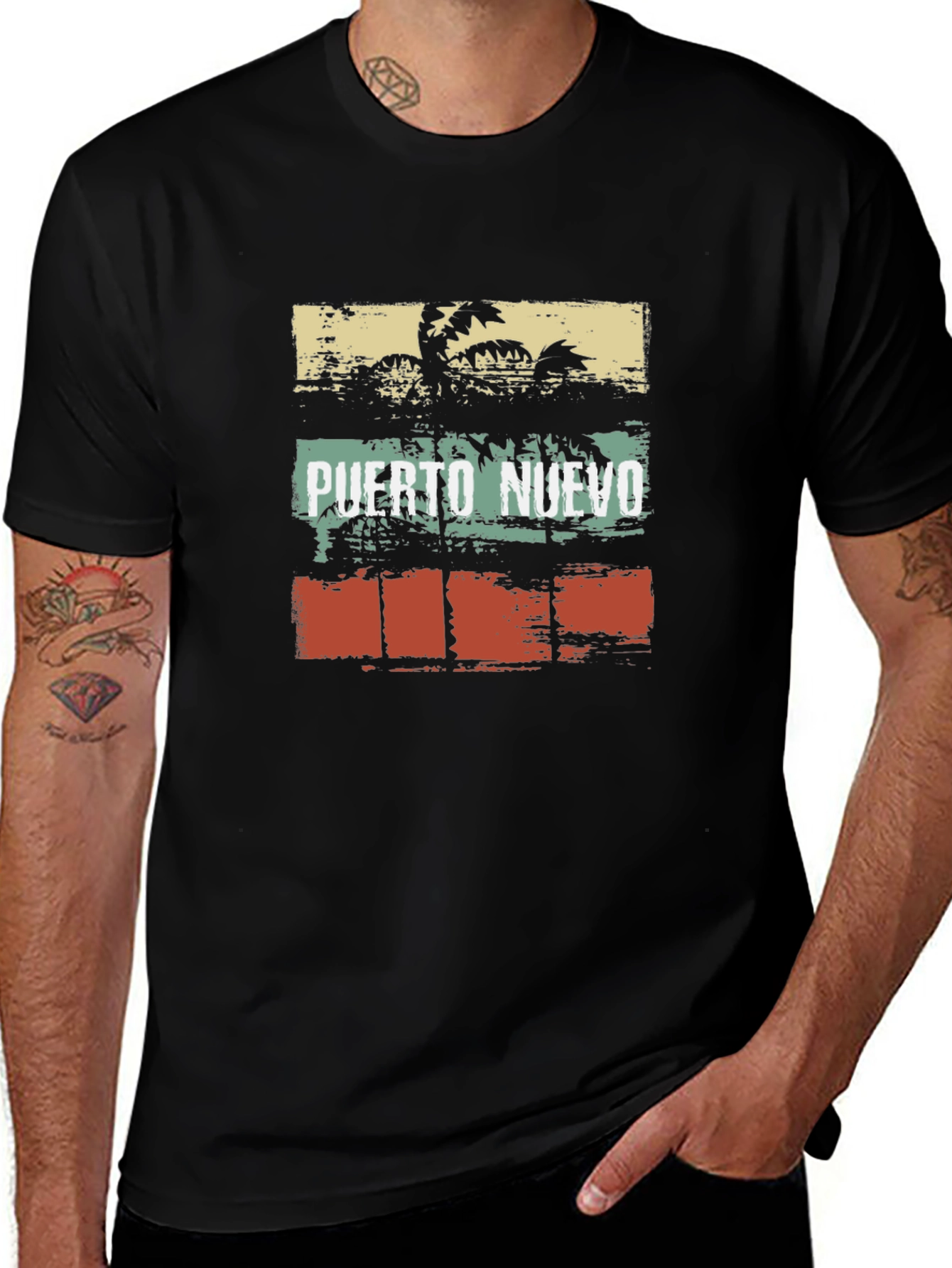 Puerto Nuevo Retro Palm Tree Graphic Tee