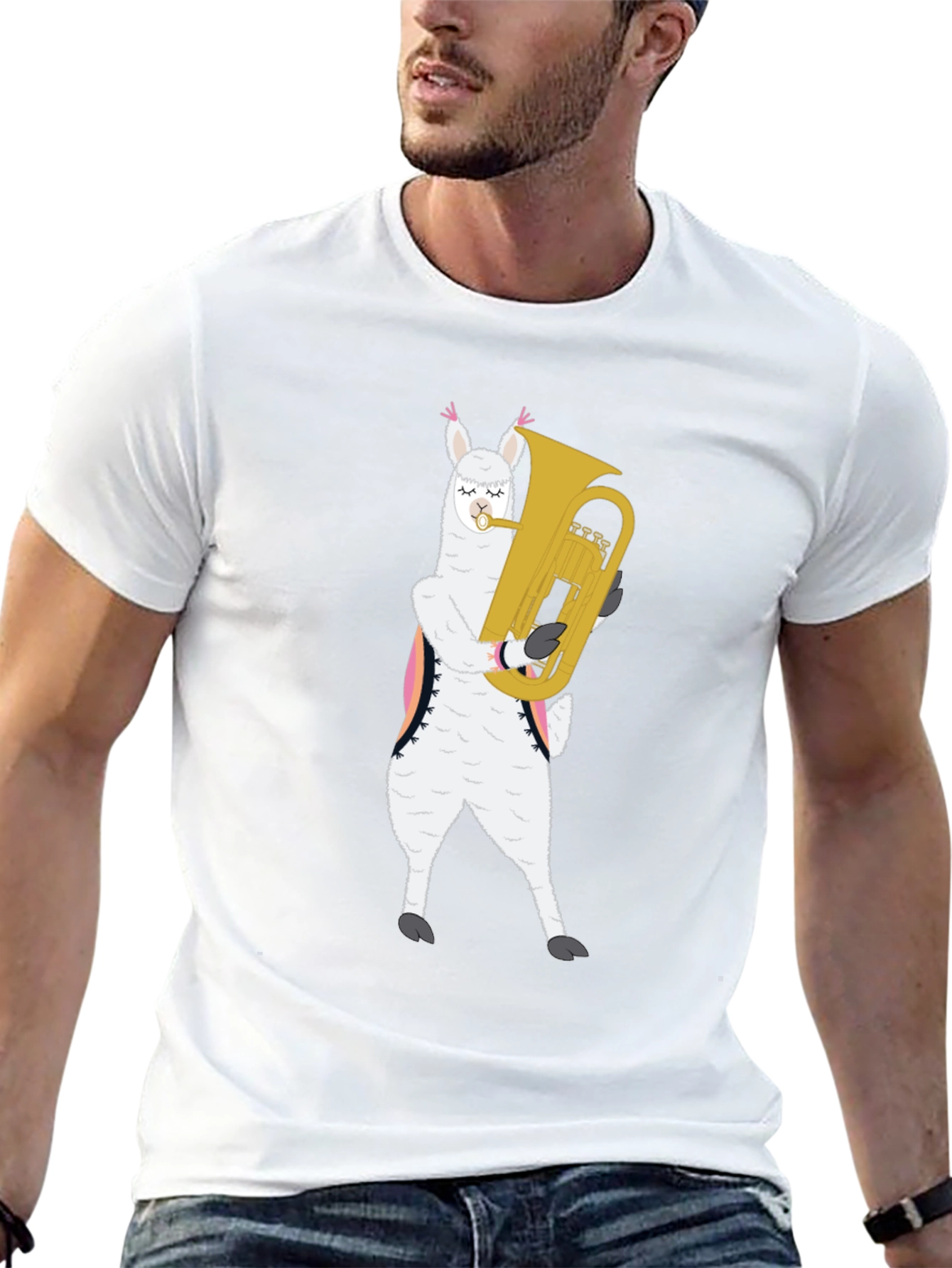 Llama Tuba Player Graphic Tee