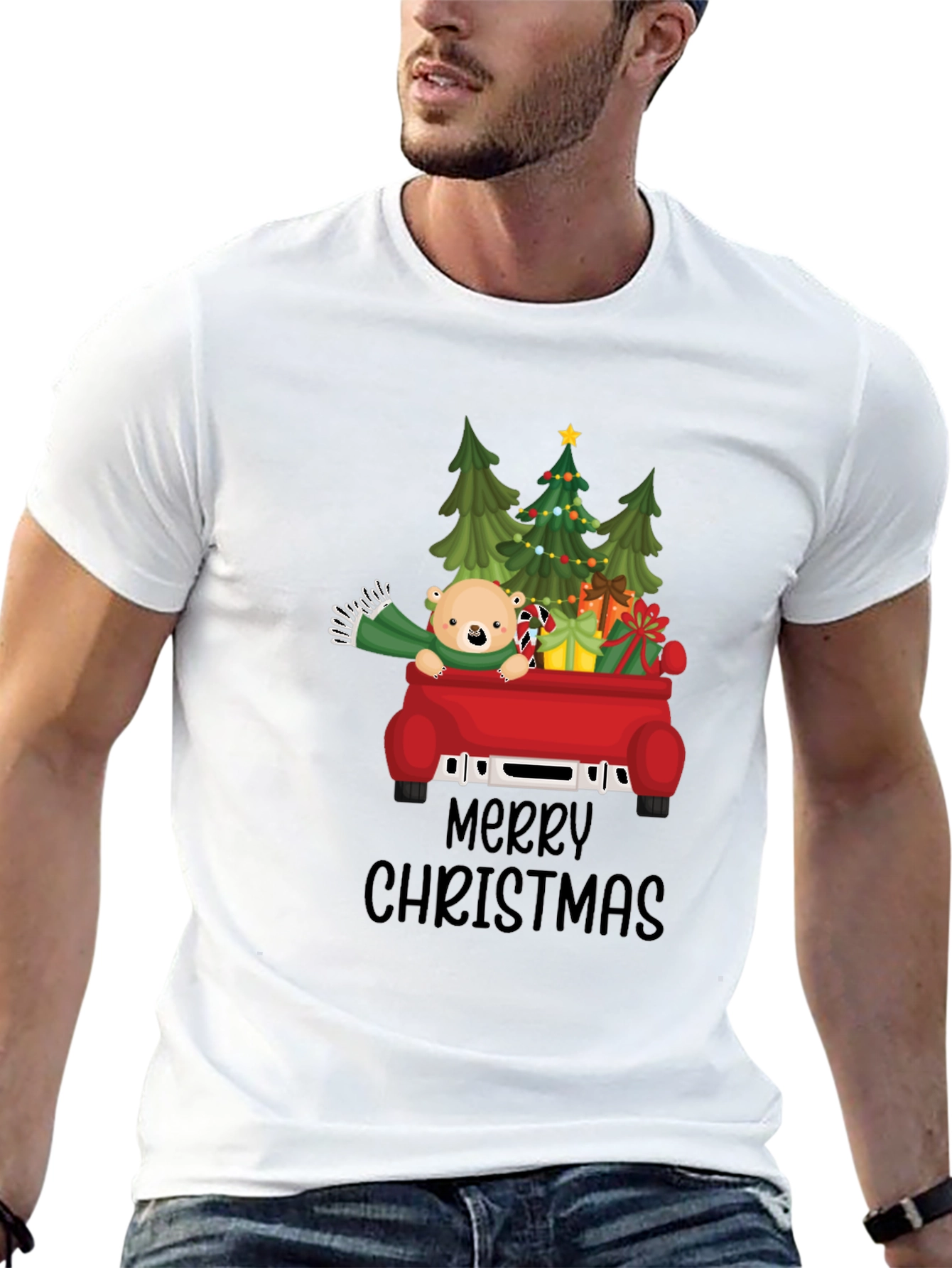 Merry Christmas Bear Truck T-Shirt