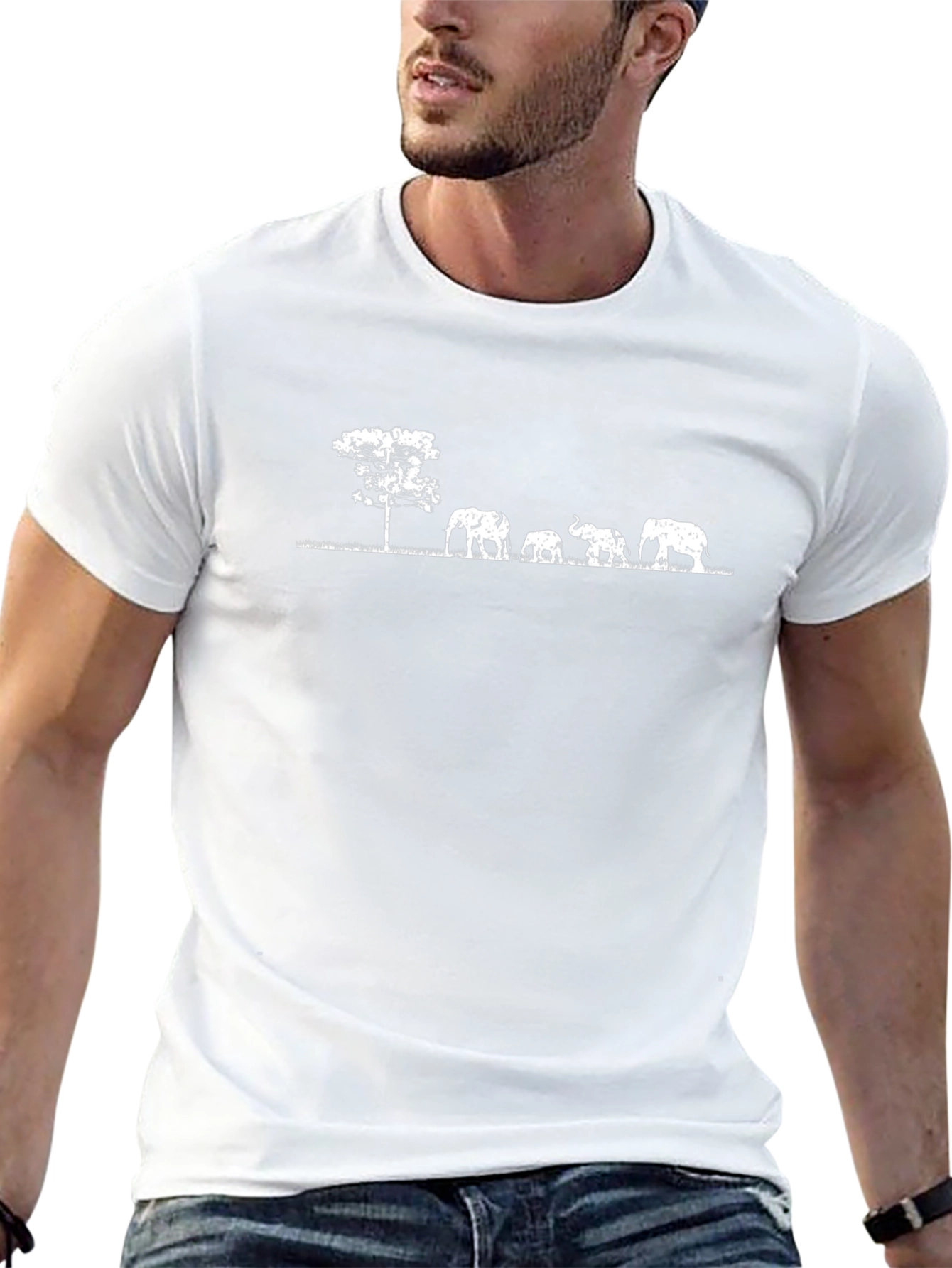 Elephant Family Tree Graphic T-Shirt - Black