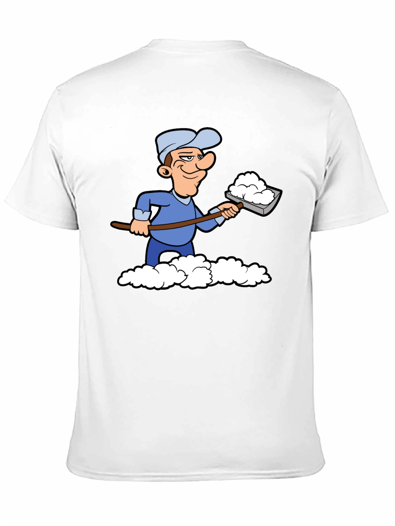 Funny Snow Shoveler Cartoon Black T-Shirt