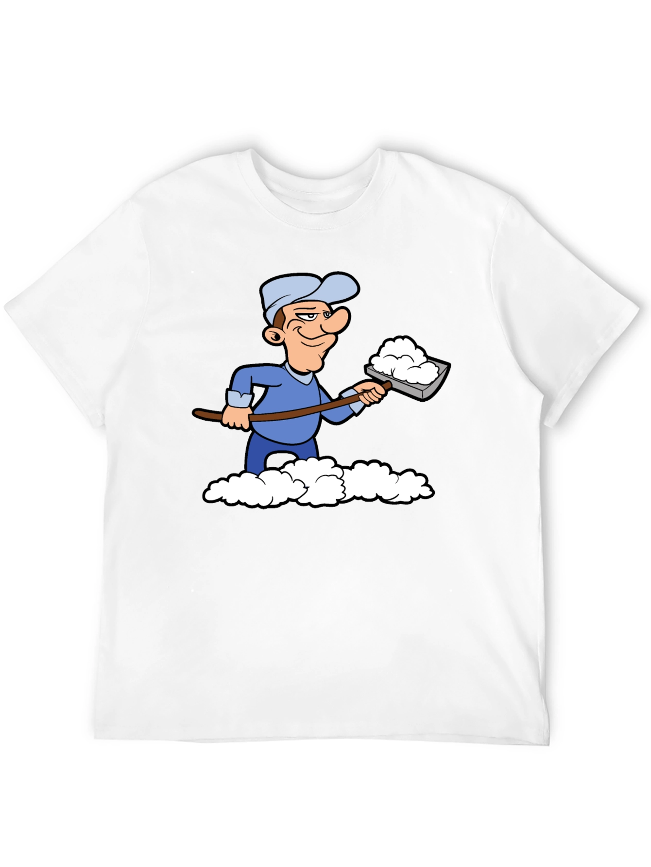 Funny Snow Shoveler Cartoon Black T-Shirt