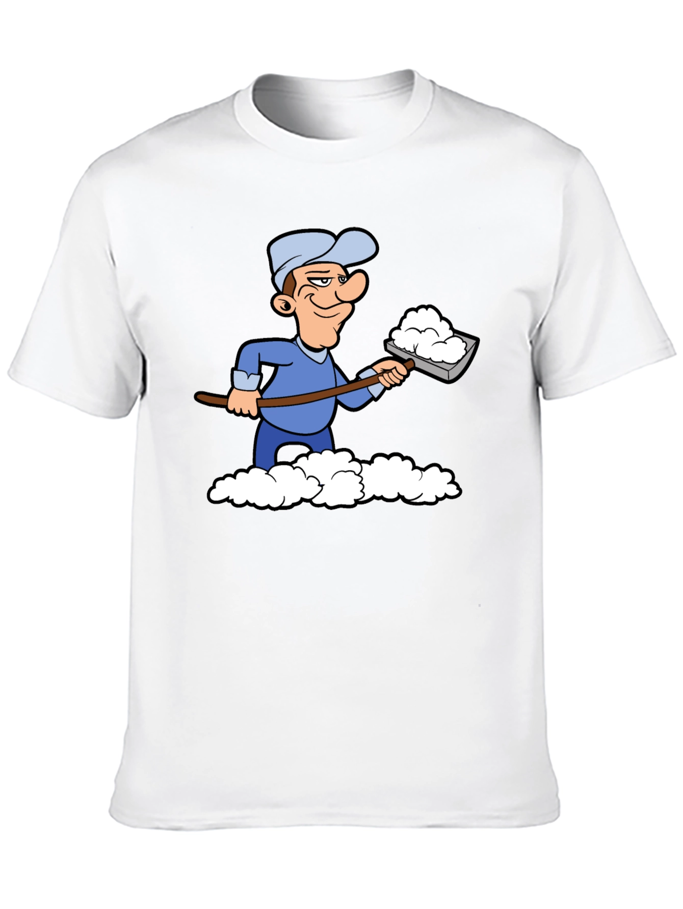 Funny Snow Shoveler Cartoon Black T-Shirt