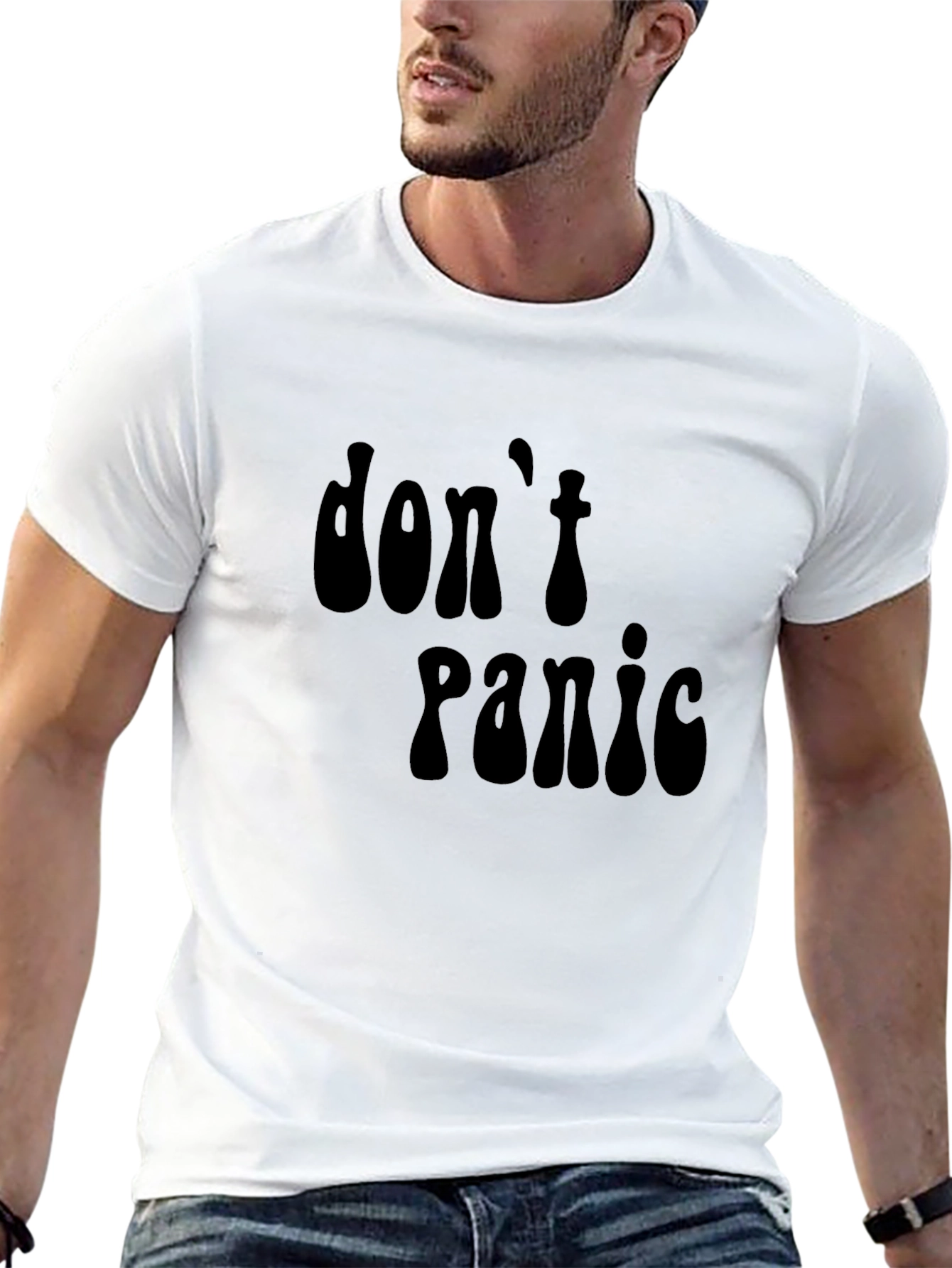 Dont Panic Black Graphic T-Shirt - Relaxed Fit