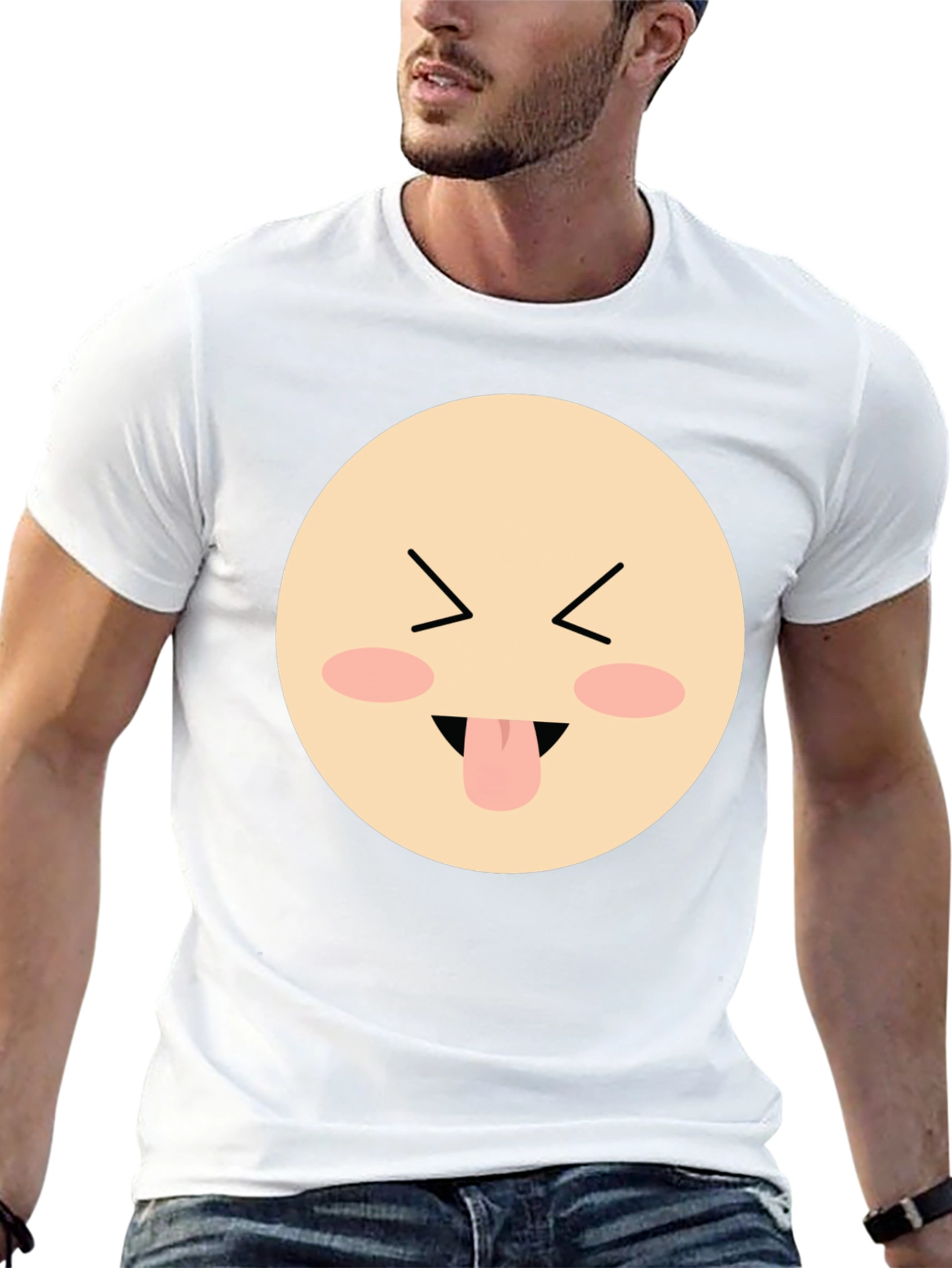 Funny Face Emoji Graphic Black T-Shirt