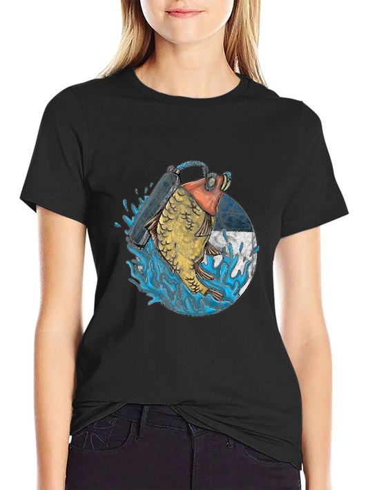 Diving Fish Graphic Tee - Black