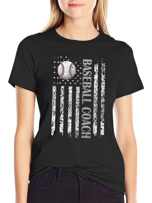 Baseball Coach USA Flag T-Shirt
