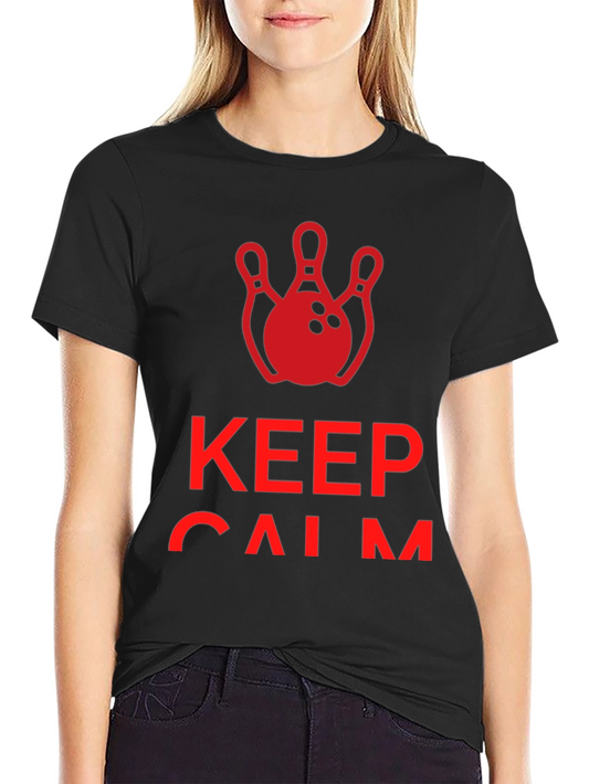 Keep Calm and Bowl On T-Shirt - Red Bowling Design