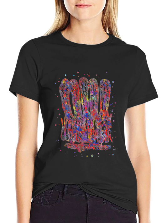 Colorful Gut Villus Print Black T-Shirt