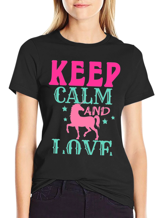 Keep Calm and Love Unicorn Black T-Shirt
