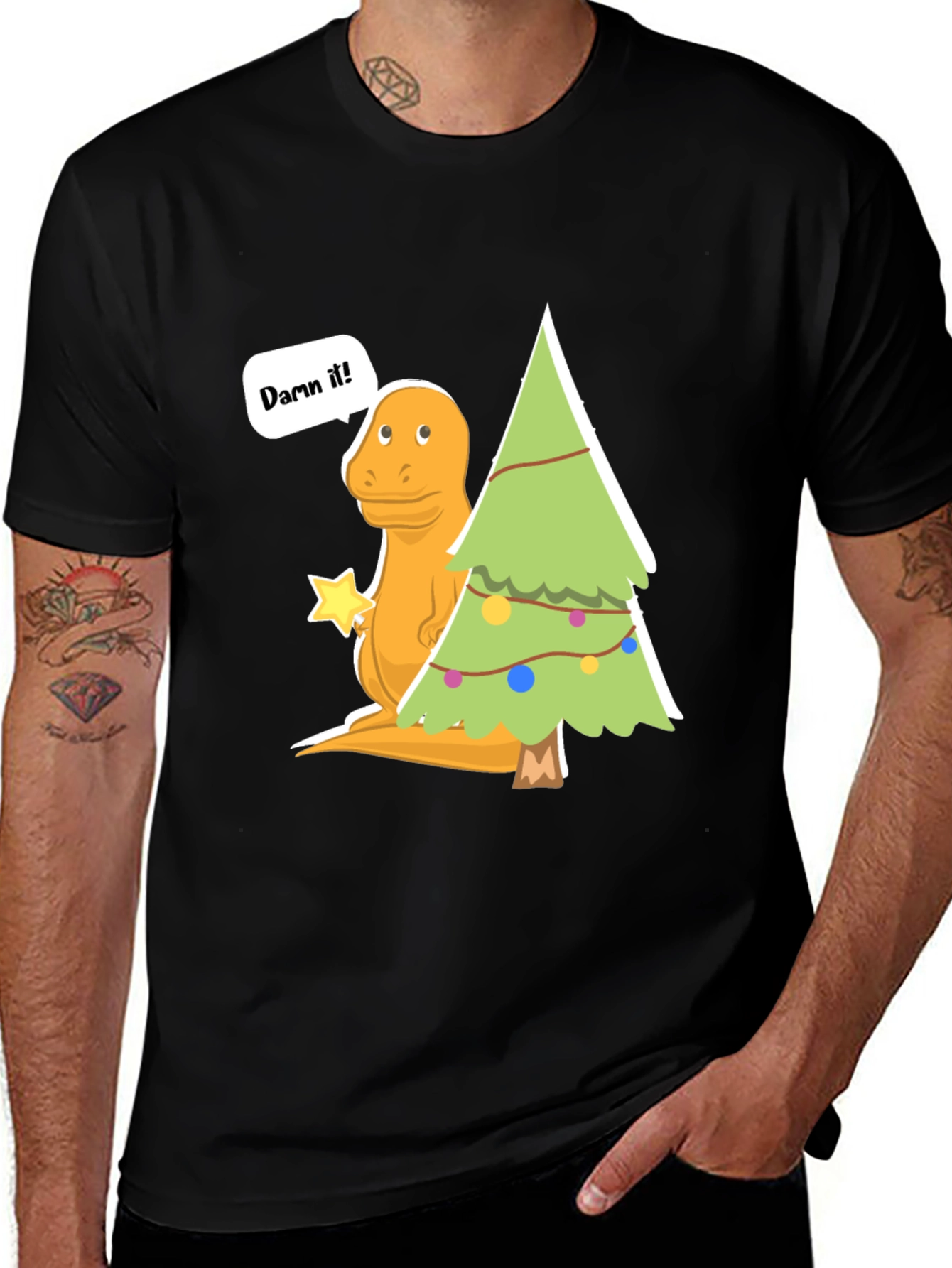 Dinosaur Christmas T-Shirt - Damn It! Funny Holiday Tee