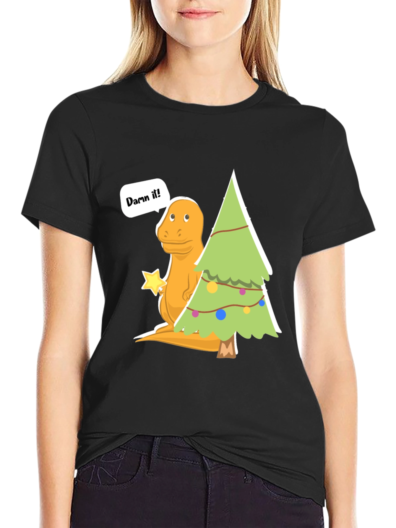 Dinosaur Christmas T-Shirt - Damn It! Funny Holiday Tee