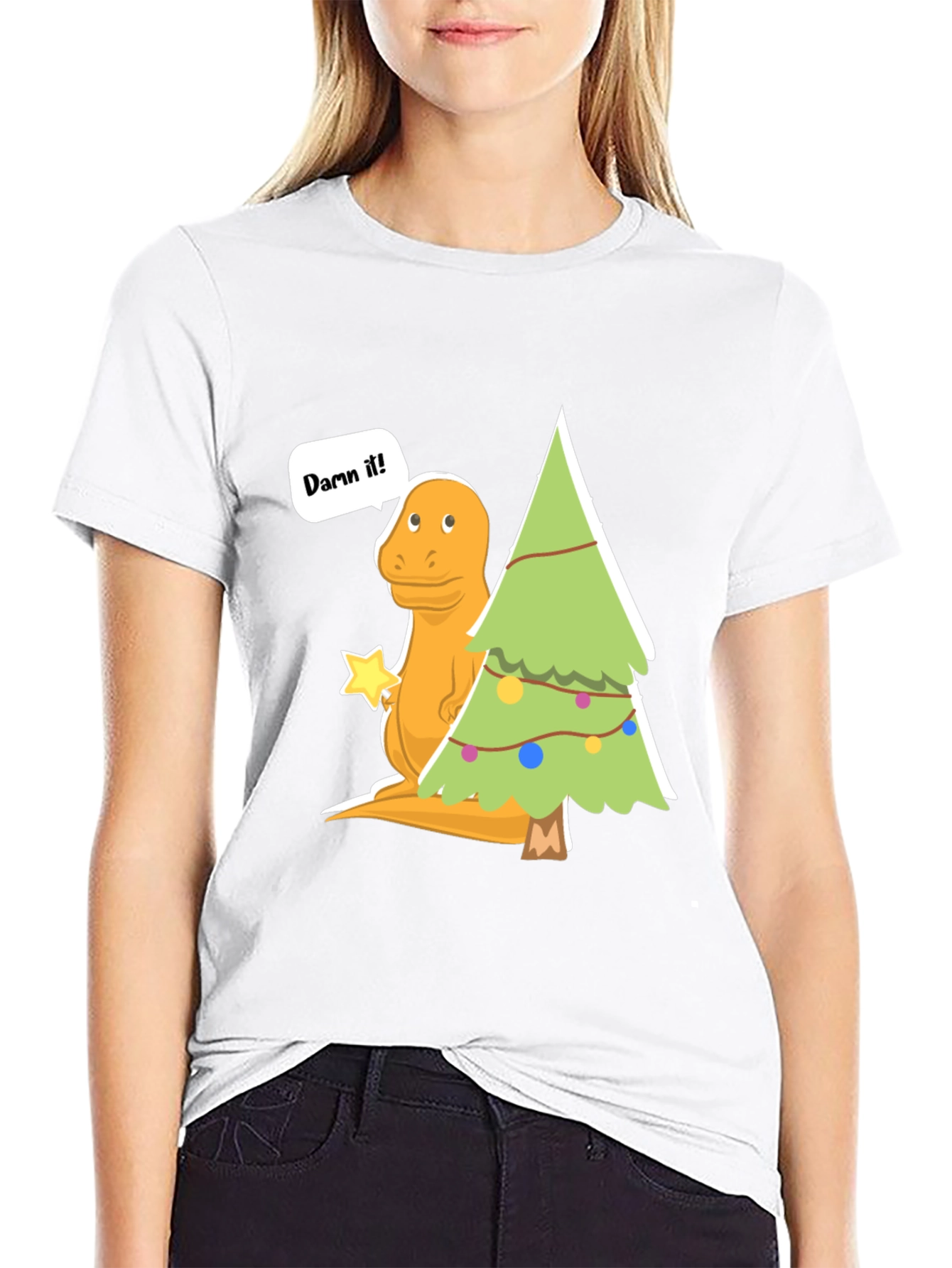 Dinosaur Christmas T-Shirt - Damn It! Funny Holiday Tee