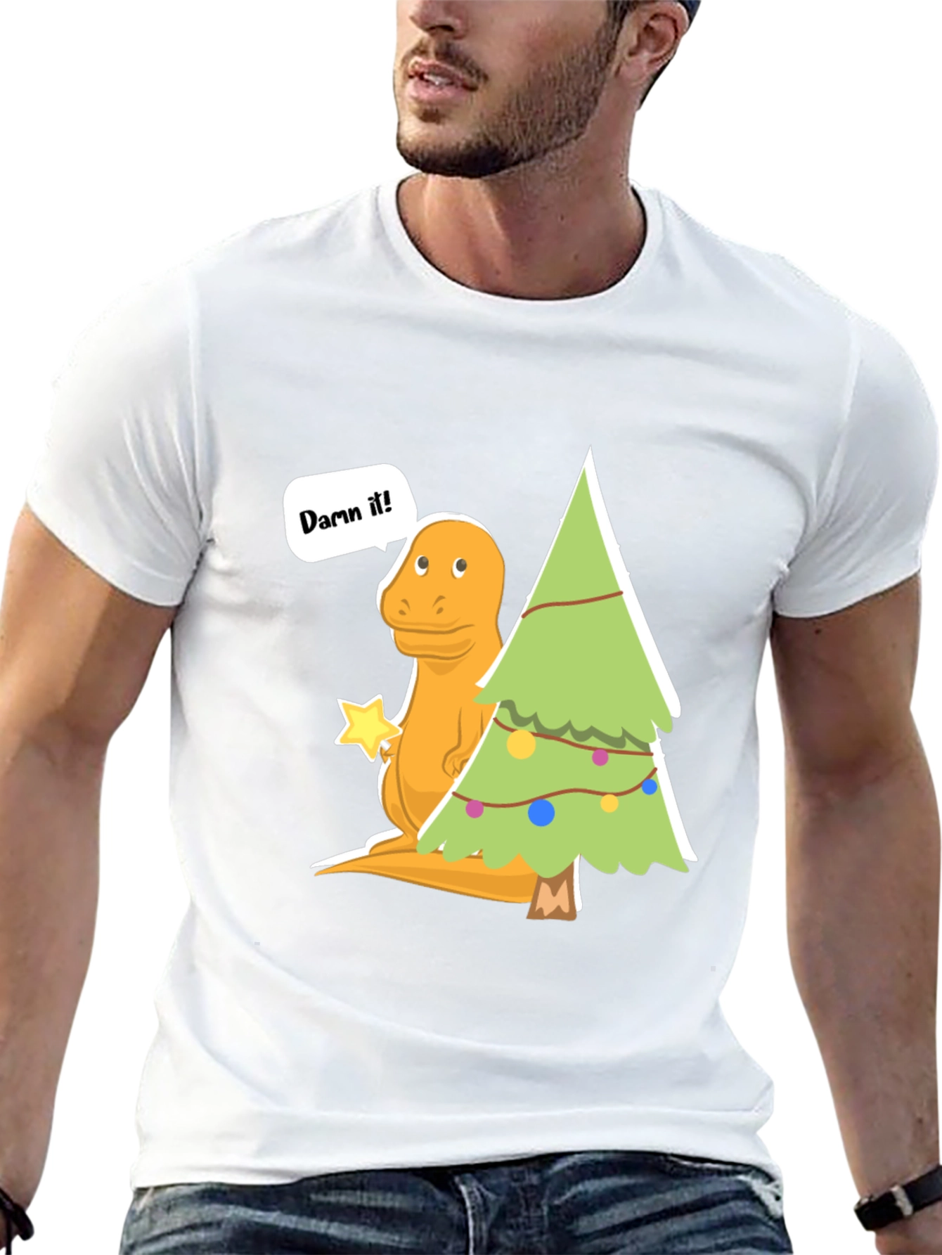 Dinosaur Christmas T-Shirt - Damn It! Funny Holiday Tee