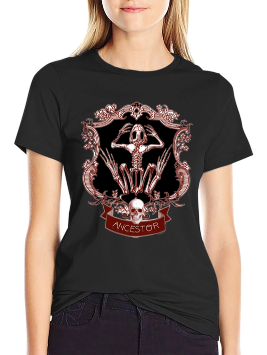 Ancestor Frog Skeleton Graphic T-Shirt - Gothic Style
