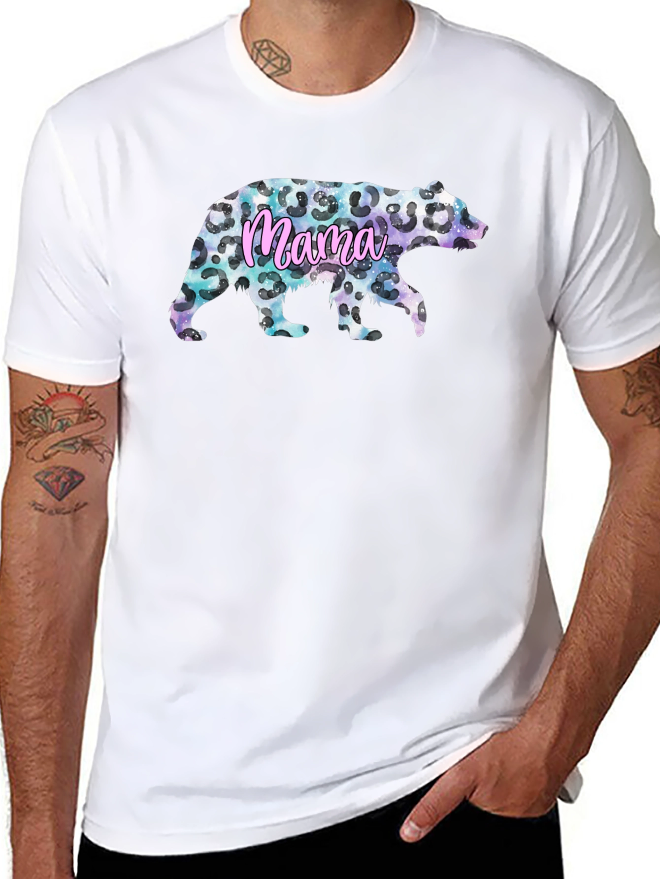 Mama Bear Leopard Print Graphic Tee