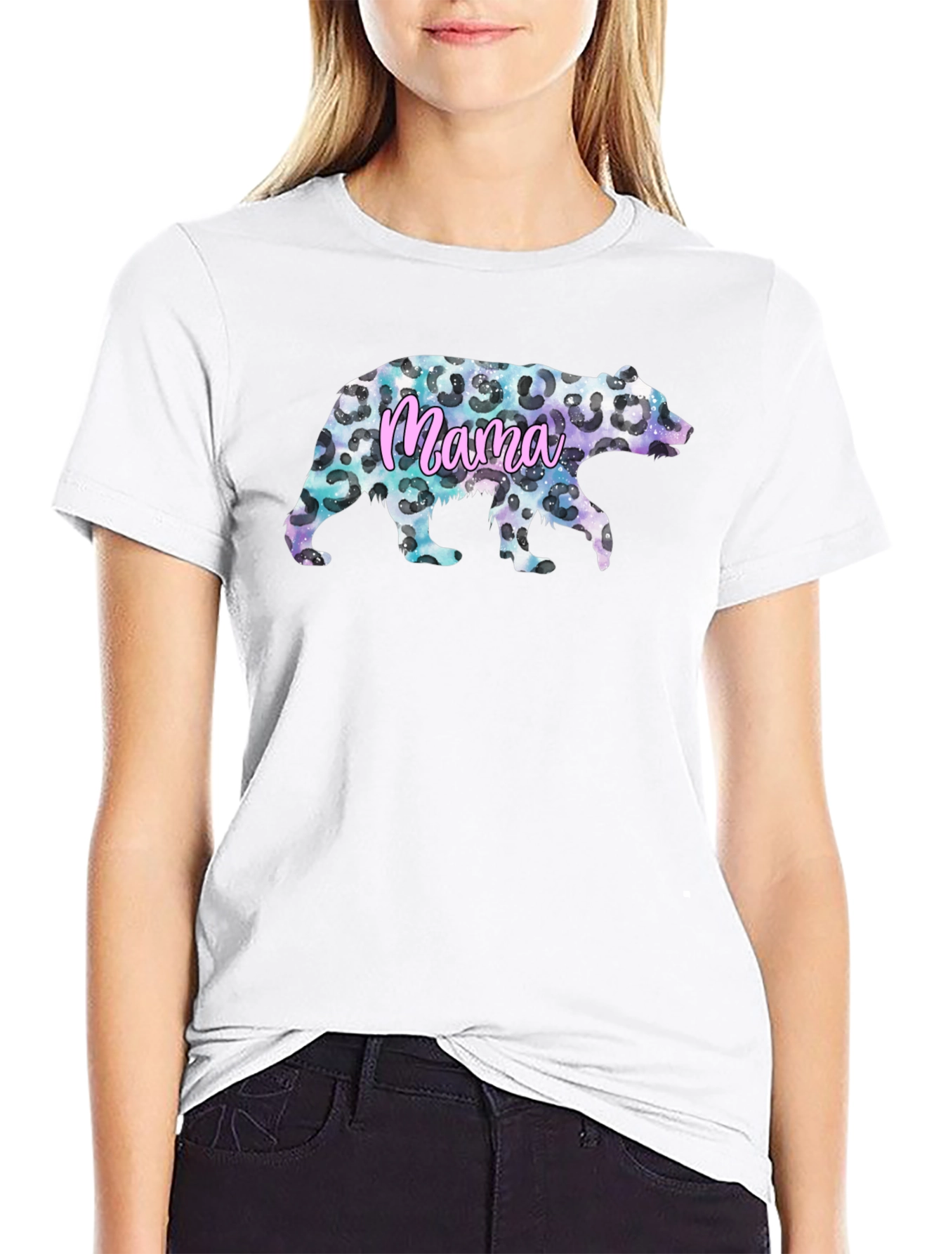 Mama Bear Leopard Print Graphic Tee