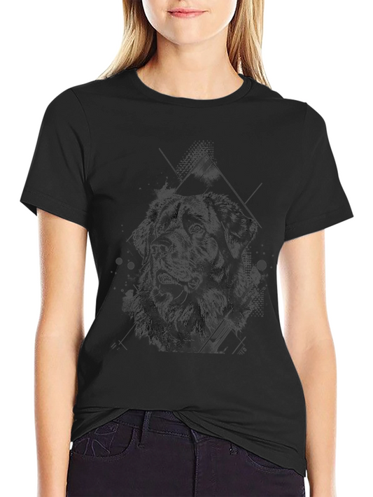 Geometric Dog Graphic Black T-Shirt