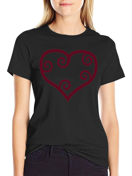 Heart Swirls Graphic Black T-Shirt