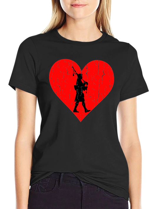 Scottish Pride Tee: Bagpiper Heart Design