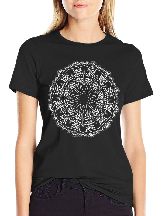 Black Tee with White Mandala Graphic