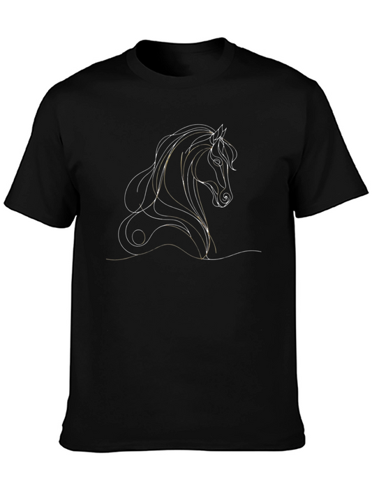 Horse Line Art Graphic Tee - Unisex Black T-Shirt