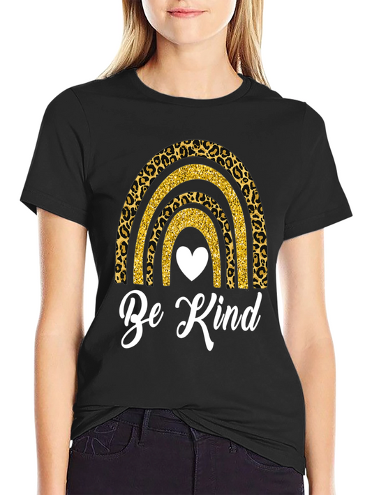 Be Kind Rainbow Leopard Print T-Shirt