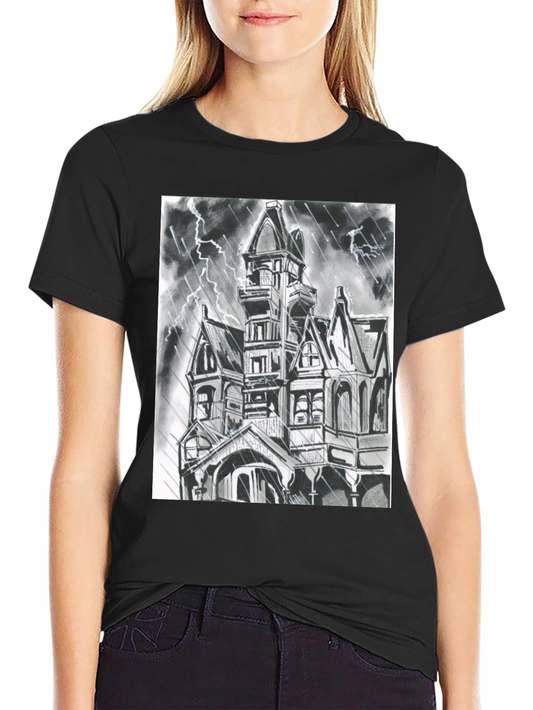 Haunted House Graphic Tee - Spooky Season Shirt