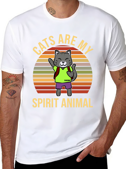 Cats Are My Spirit Animal T-Shirt Black Cotton Tee
