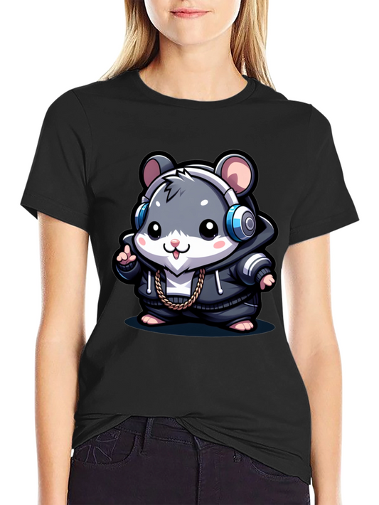 Cool Hamster Graphic Tee - Black