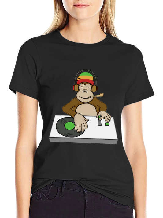 DJ Monkey Graphic Tee - Rastafarian Vibe