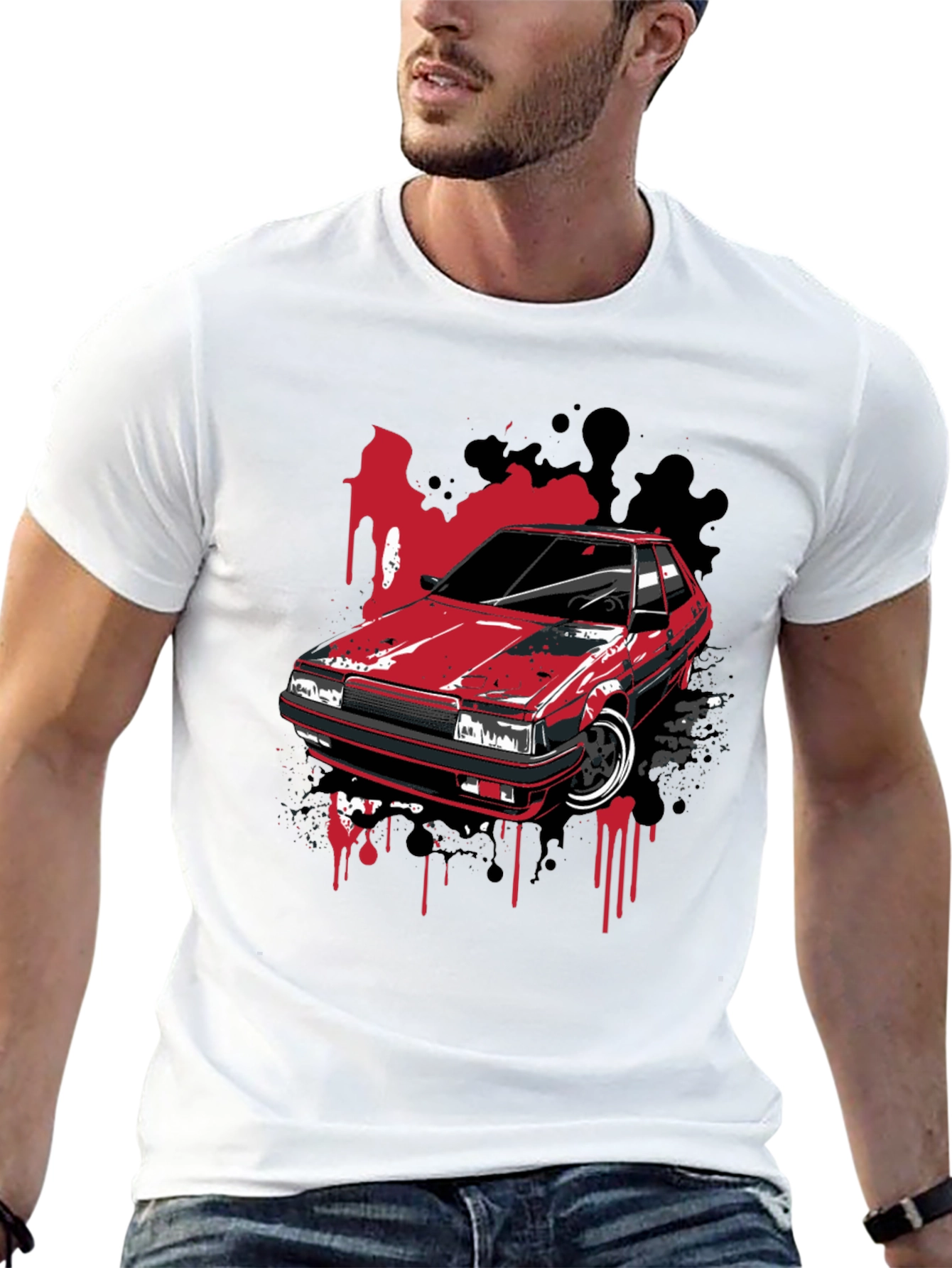 Red Car Graphic Tee - Classic Automotive Style