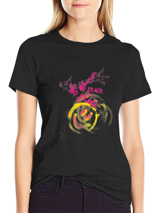 Edgy Graphic Print T-Shirt - No Peace