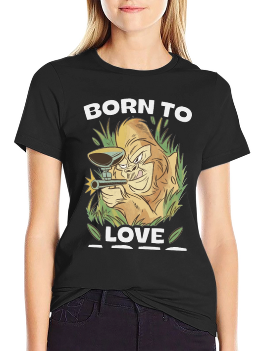 Born To Love Paintball Gorilla T-Shirt - Black
