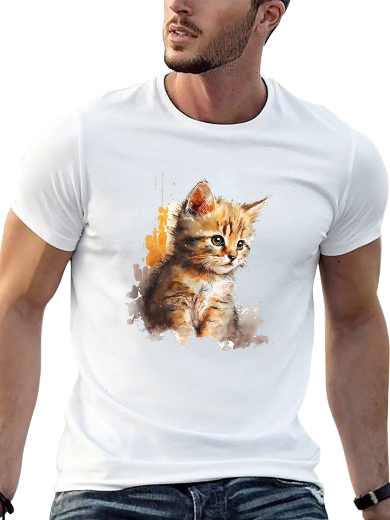 Watercolor Kitten Graphic T-Shirt