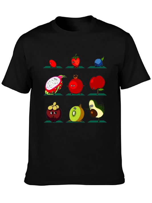 Fruit Yoga Graphic T-Shirt - Black Cotton Tee