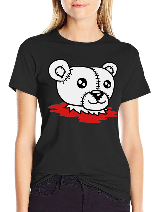Creepy Teddy Bear Graphic T-Shirt - Black