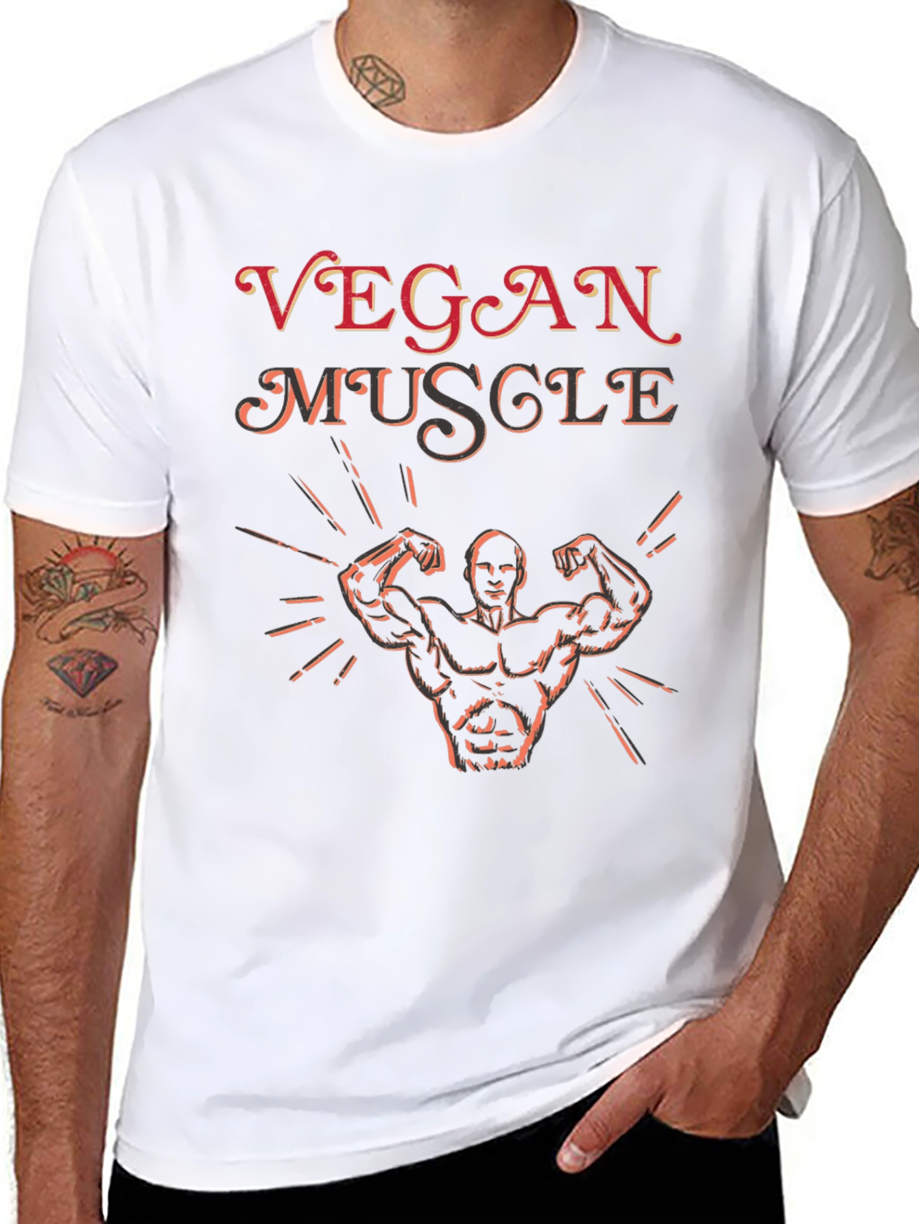Vegan Muscle Black T-Shirt Graphic Tee