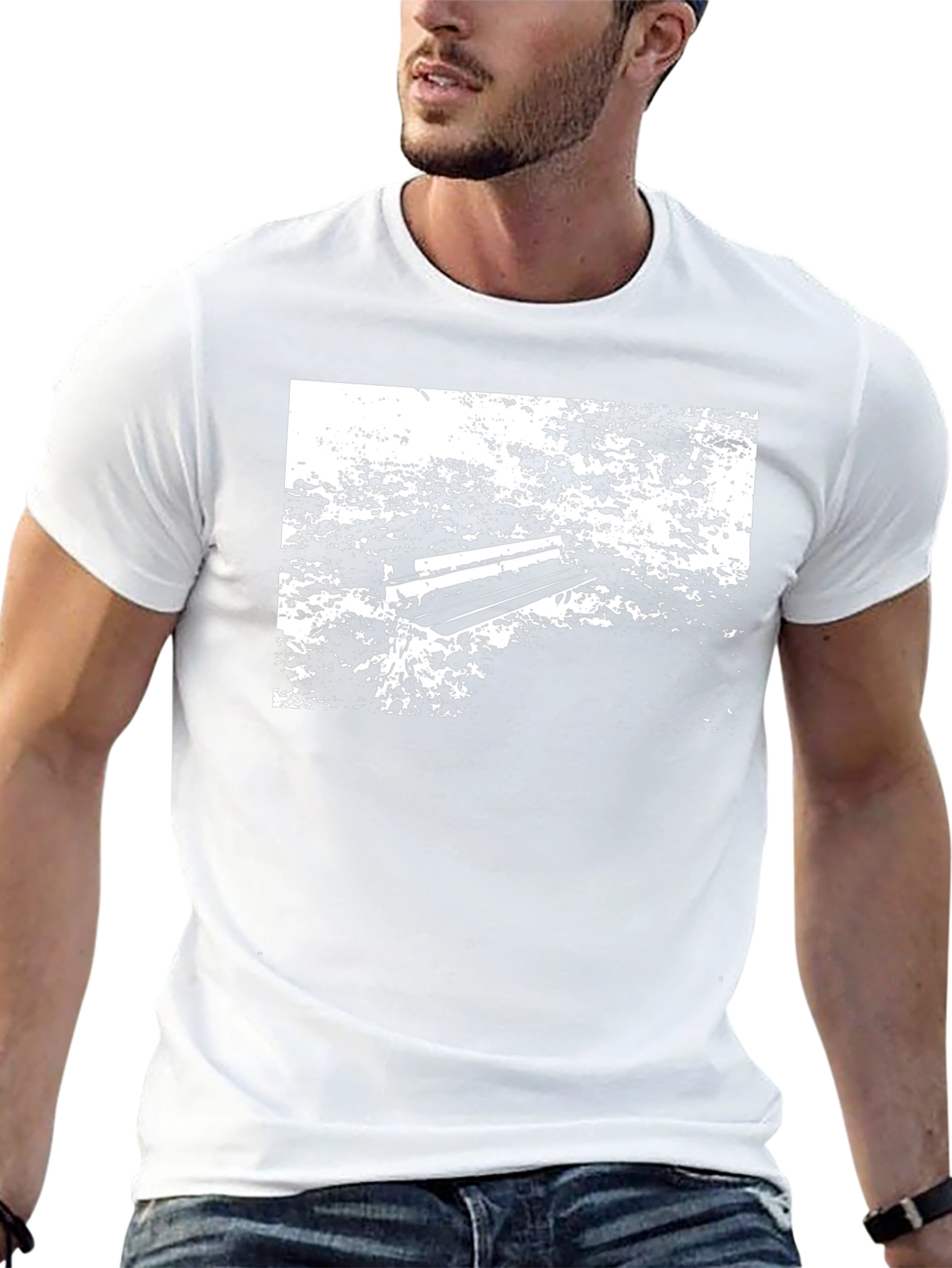 Abstract Park Bench Graphic Tee - Black