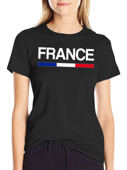France Flag T-Shirt - Black Crew Neck Graphic Tee
